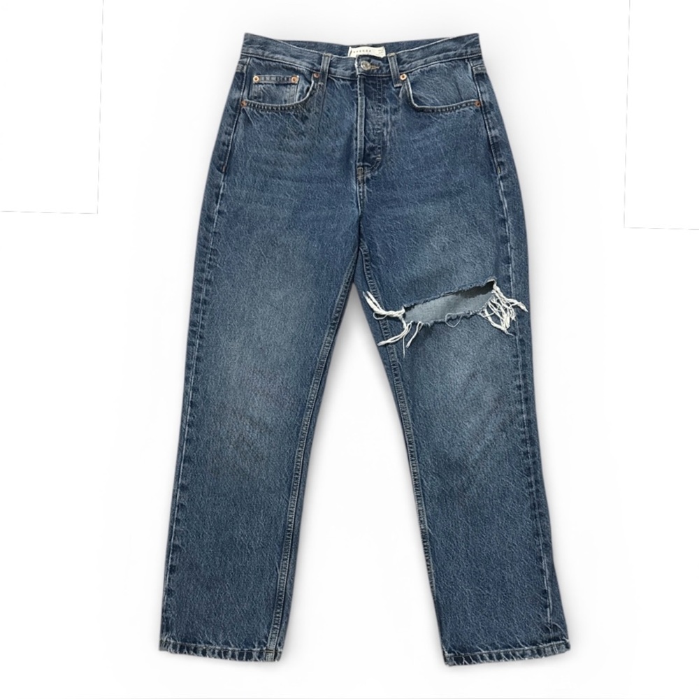Topshop Women’s Editor High Rise Button Fly Straight Leg Cropped Jean W28 L32